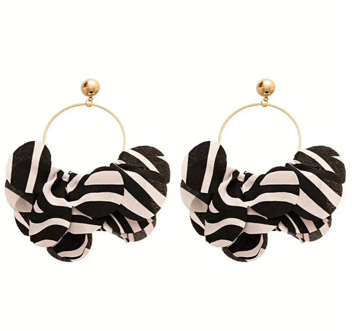 Bold Zebra Statement Hoop Earrings