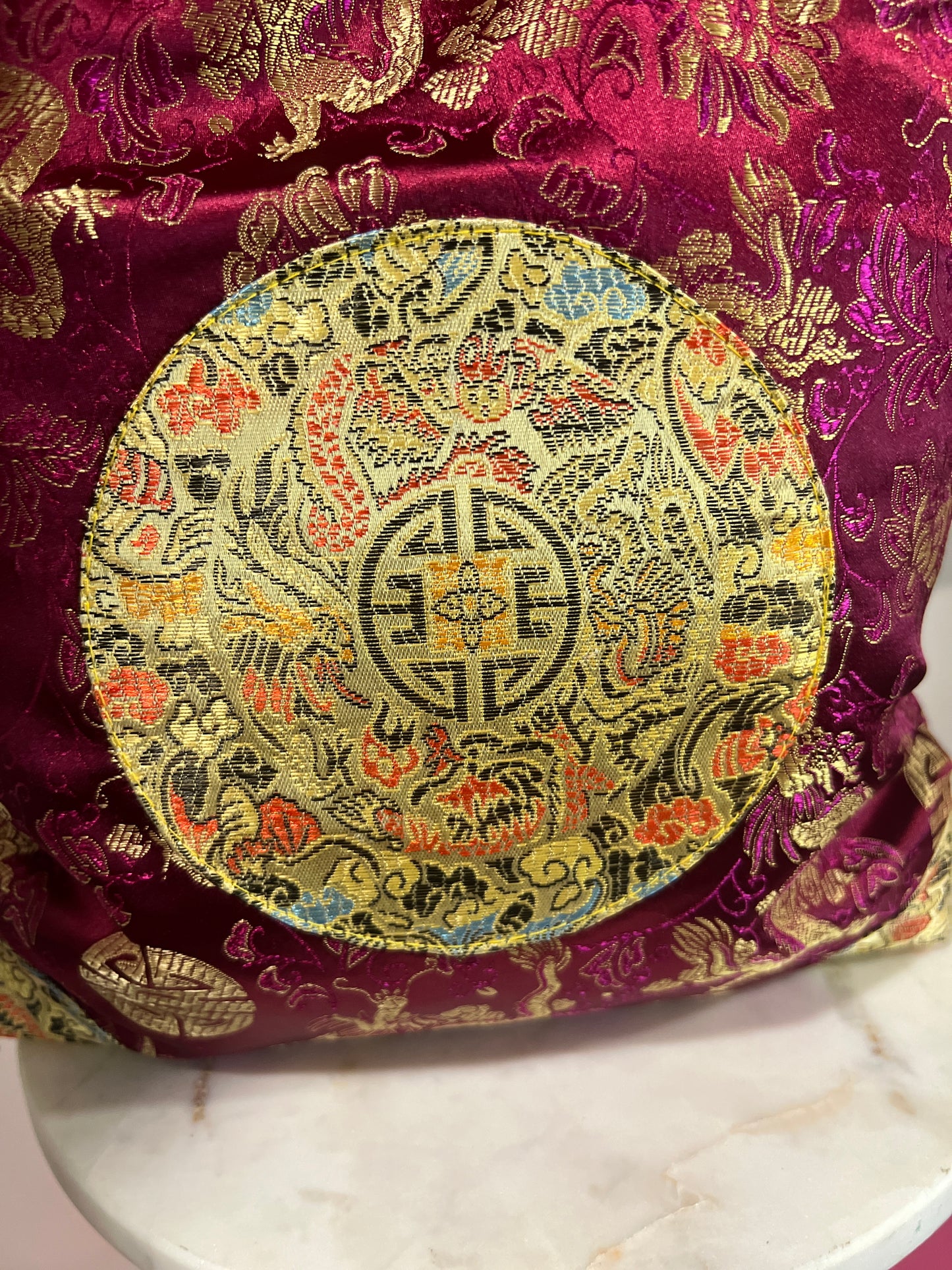 Elegant Magenta Oriental-Style Handbag – Timeless Charm
