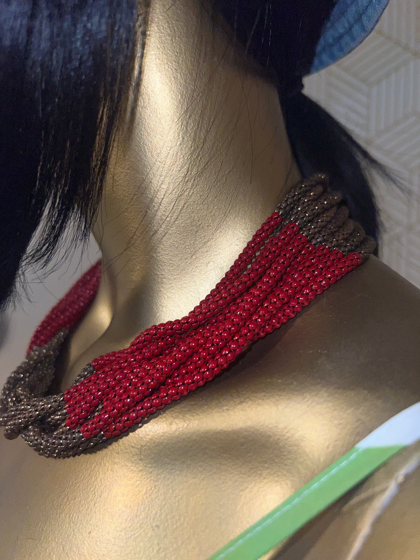 Bronze & Cherry Red Layered Necklace