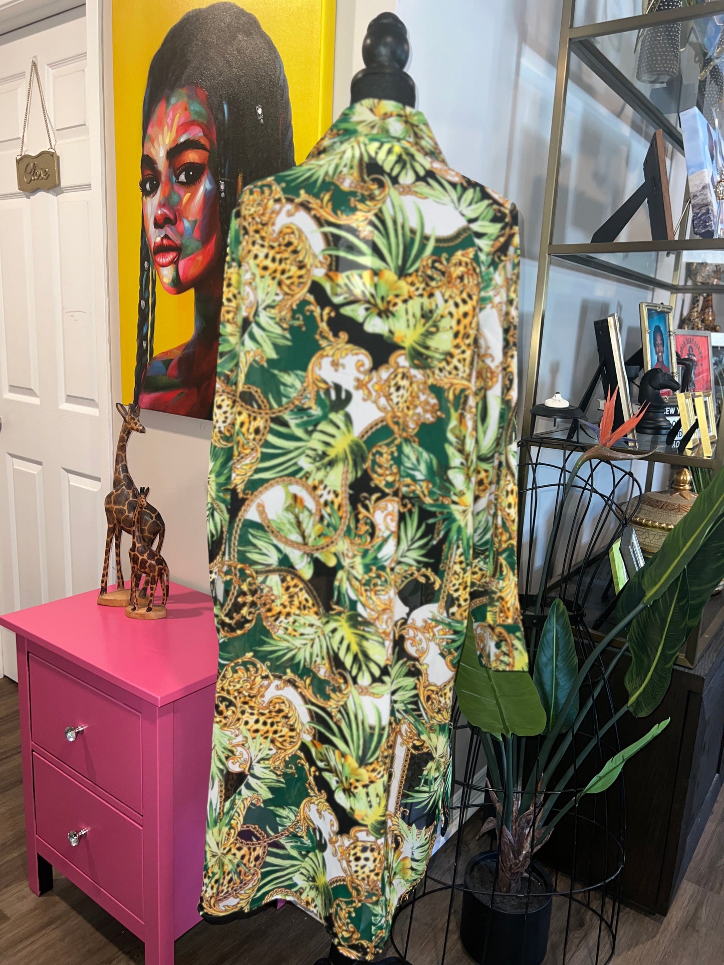 Sheer Jungle Escape Button-Up Cover-Up - M