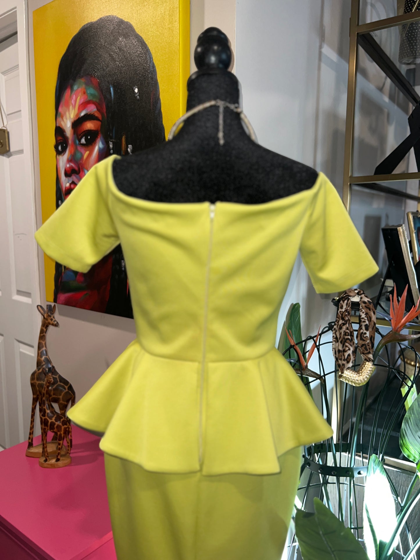 Beautiful Lemon Lime Elegance Peplum Dress - Size 6