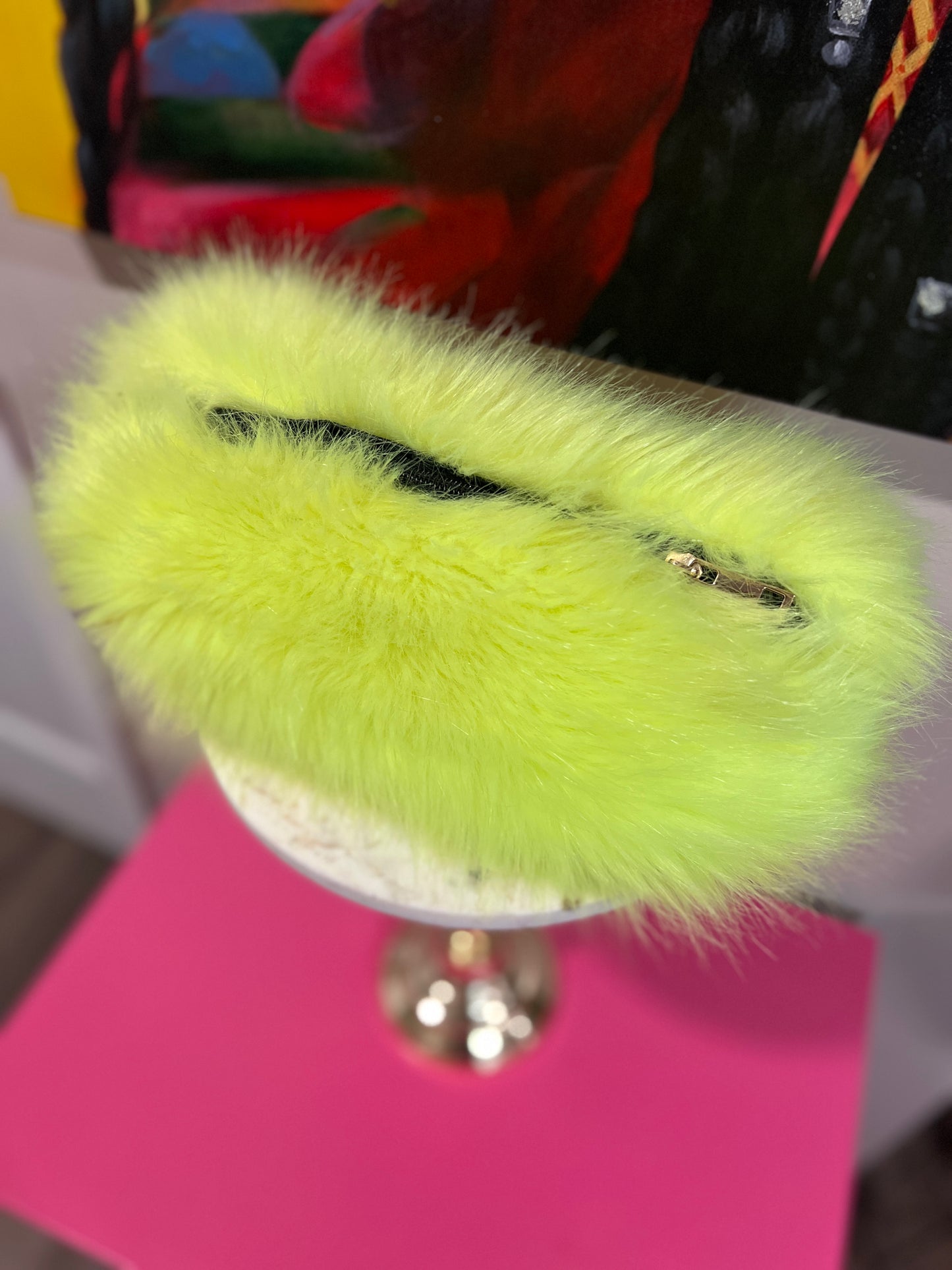 Lime Fuzzy Clutch – Cozy &amp; Chic with Hand Warmers
