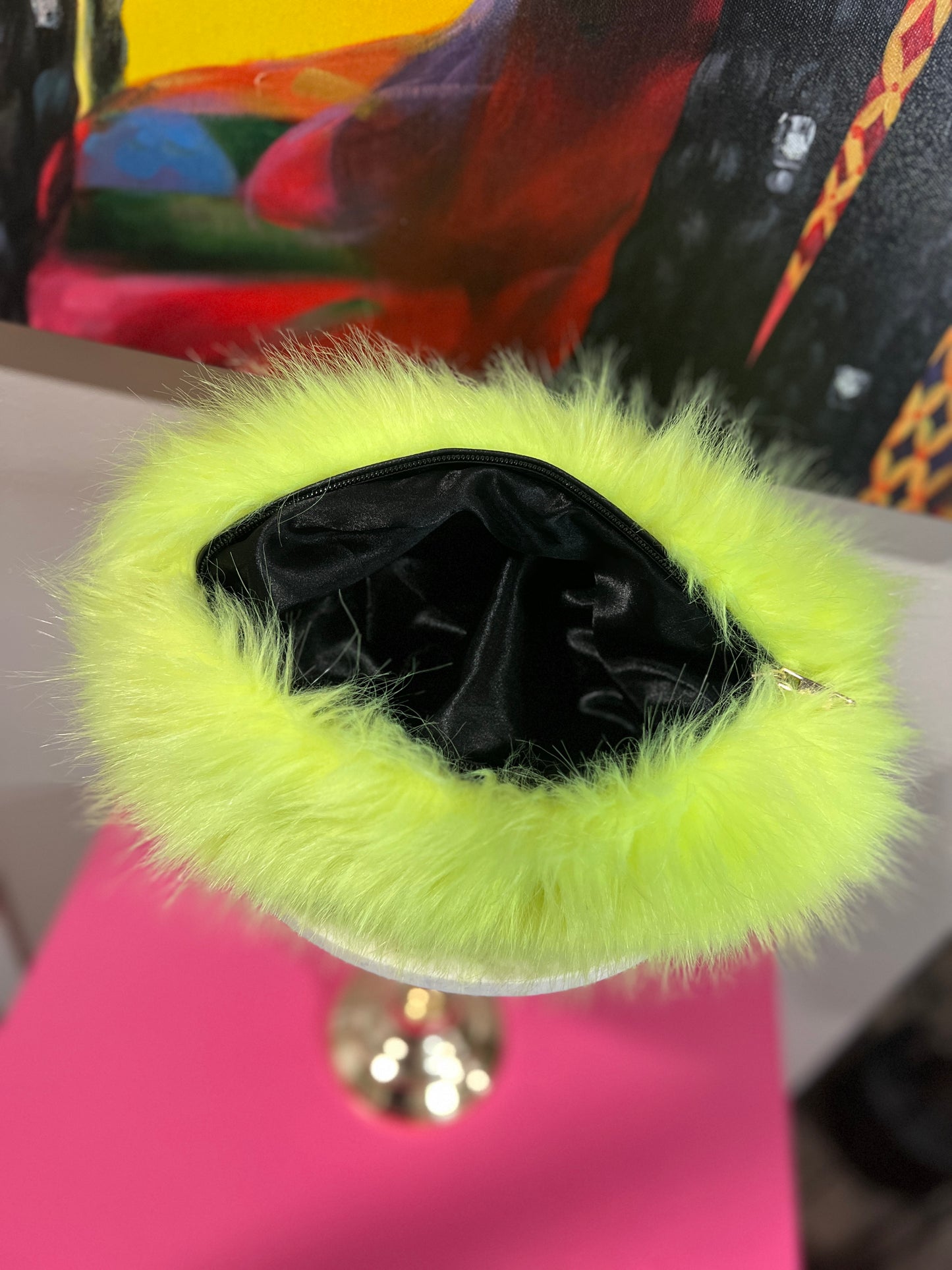 Lime Fuzzy Clutch – Cozy &amp; Chic with Hand Warmers
