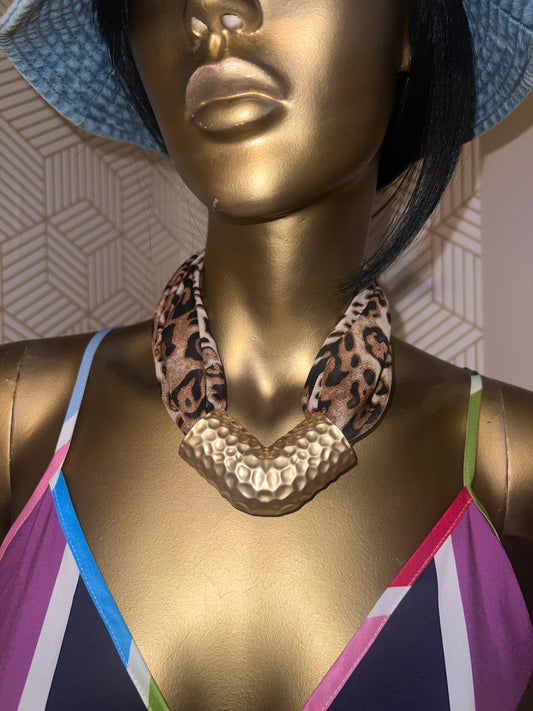 Leopard Golden Pipe Necklace