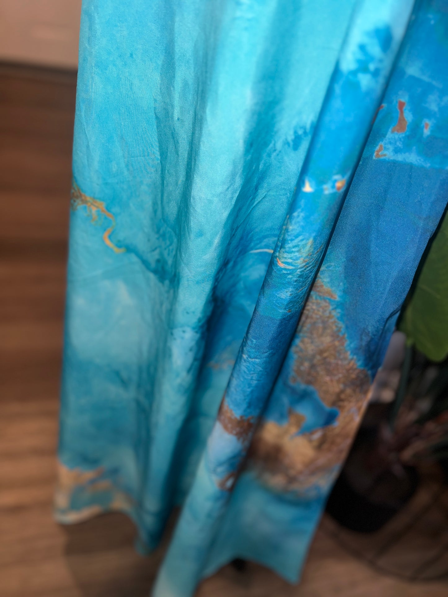 Blue Marble Flowy Maxi Dress - 2XL (With Pockets!)
